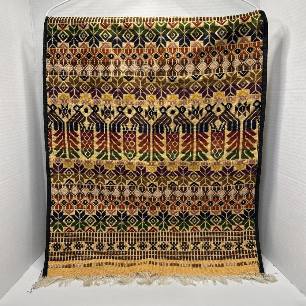 Guatemalan Quetzal Bird Hand Woven Textile Wall Hanging 17 X 41" Or Table Runner